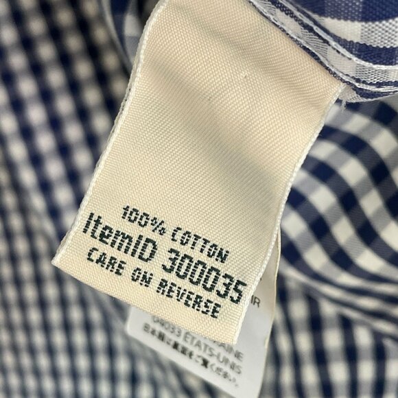 LL Bean Womens Medium Wrinkle Free Navy White Gingham Check Button Up Shirt Top - Picture 4 of 8